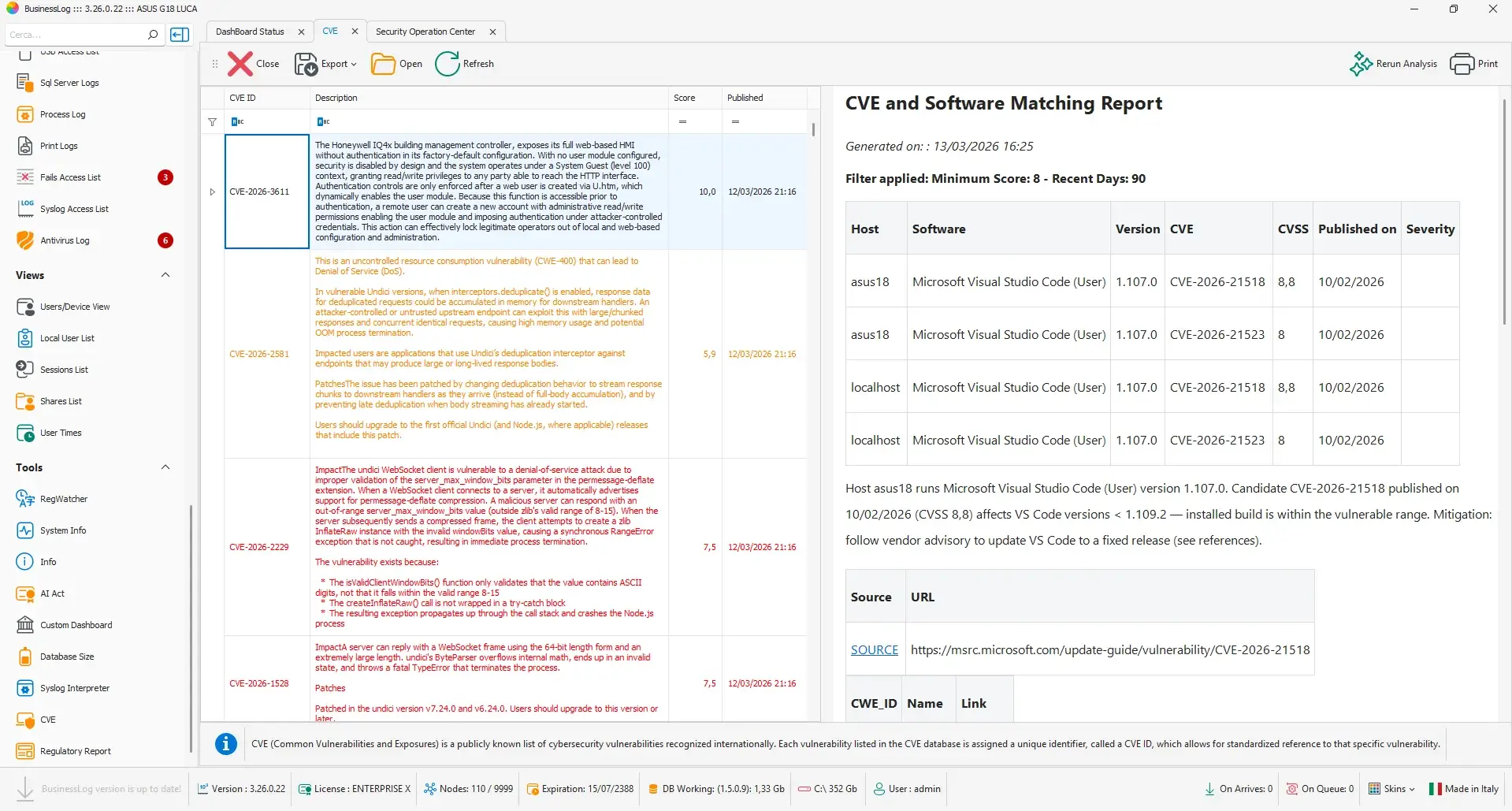Automatic CVE checking and vulnerability correlation